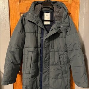 GAP Men's Gray Hooded Coat Jacket
